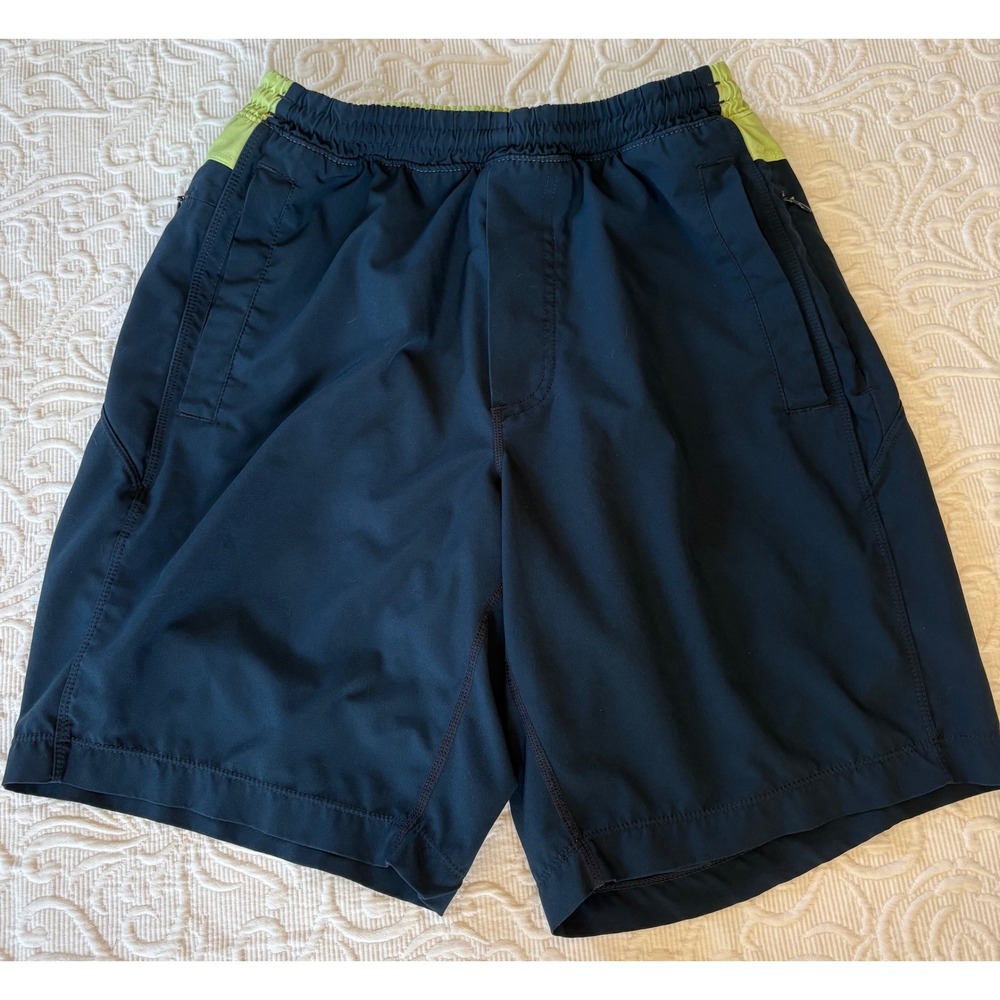 Birddogs Mens Navy Blue Lime Green Lined Gym Workout Shorts Men Size Medium